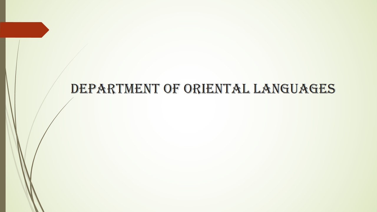 Department of Oriental Languages IMAGE